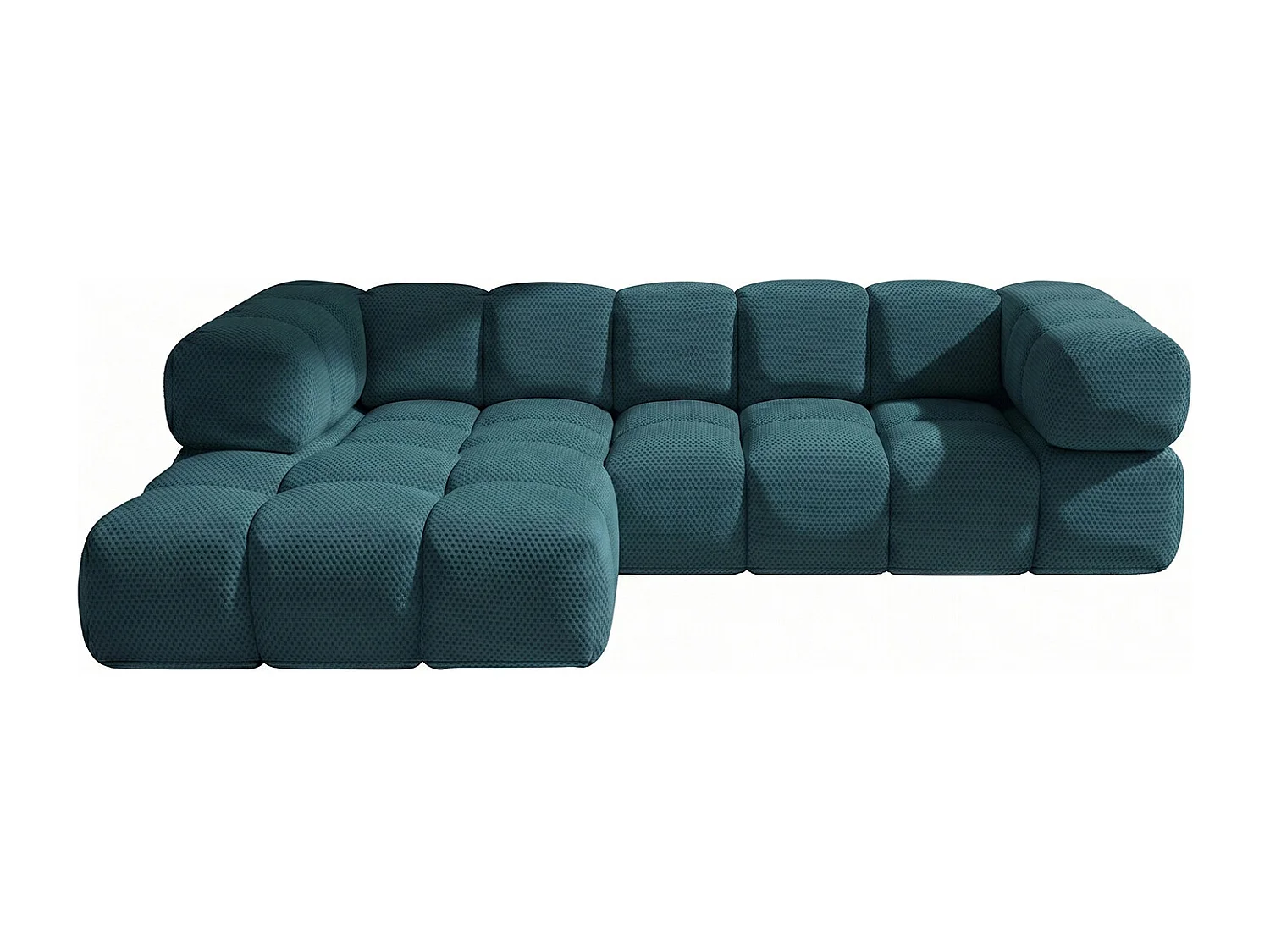 Hoekbank L-vorm, gestructureerde premiumstof Sonic, Azuurblauw, Links, Averro