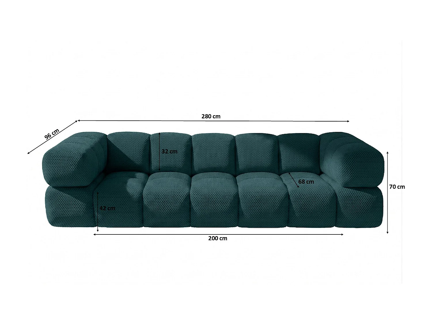 4-zitsbank, gestructureerde premiumstof Sonic, Azuurblauw, Averro
