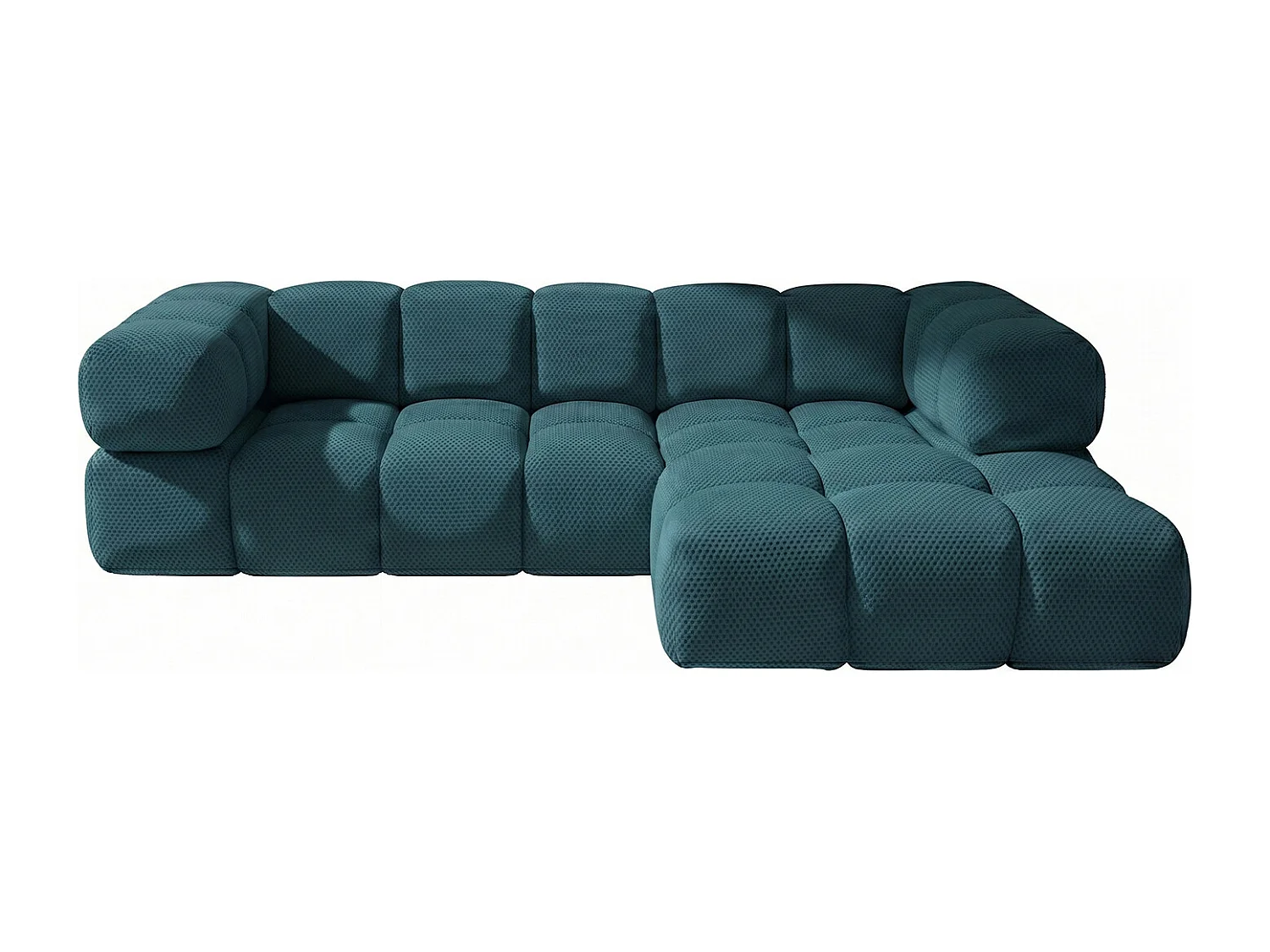 Hoekbank L-vorm, gestructureerde premiumstof Sonic, Azuurblauw, Rechts, Averro