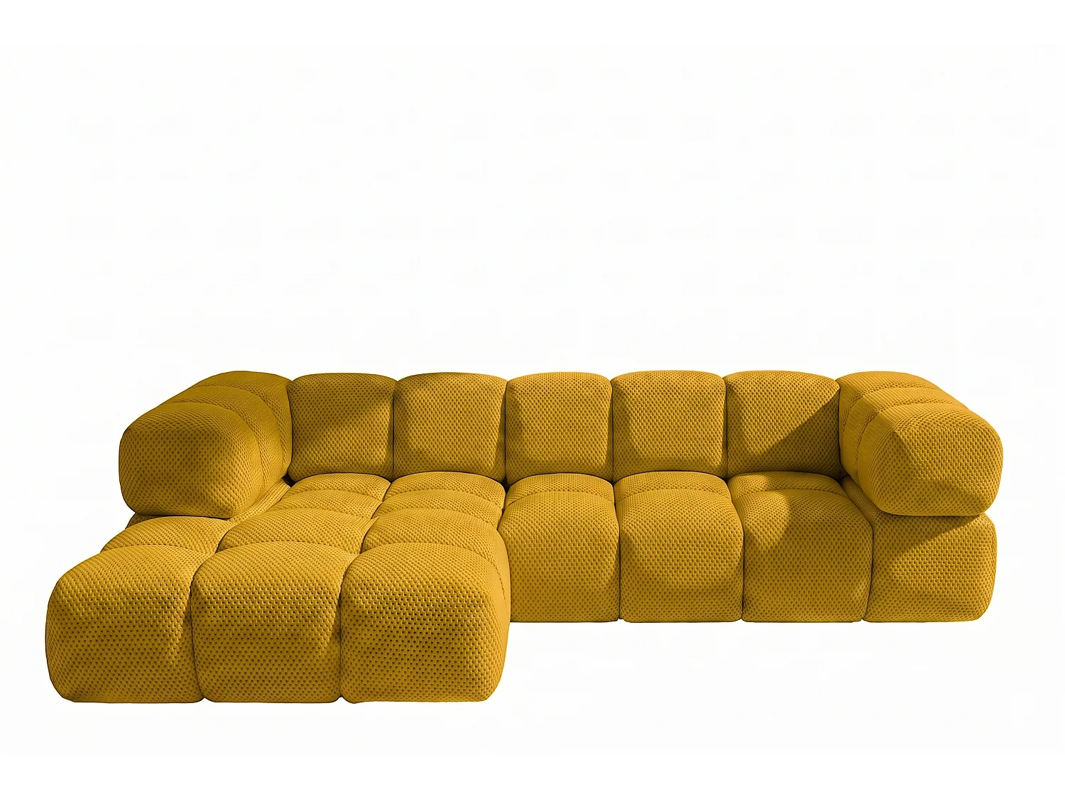 Hoekbank L-vorm, gestructureerde premiumstof Sonic, Mosterdkleur, Links, Averro