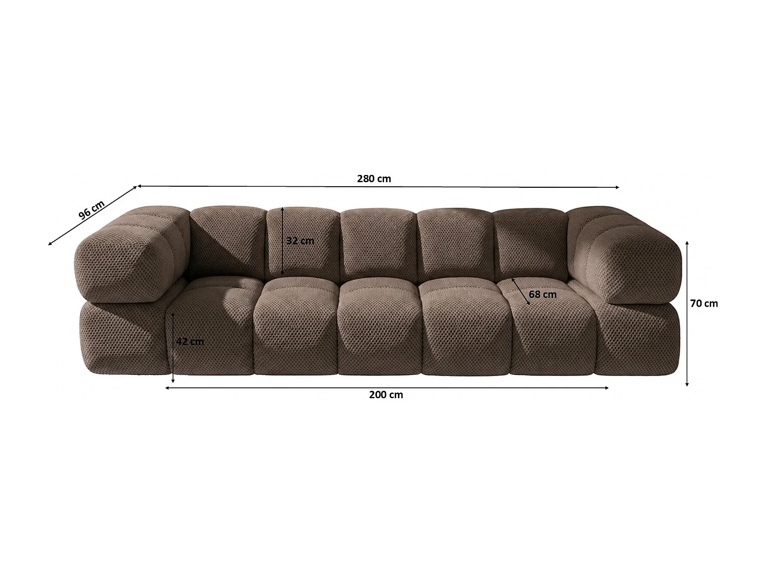 4-zitsbank, gestructureerde premiumstof Sonic, Bruin, Averro