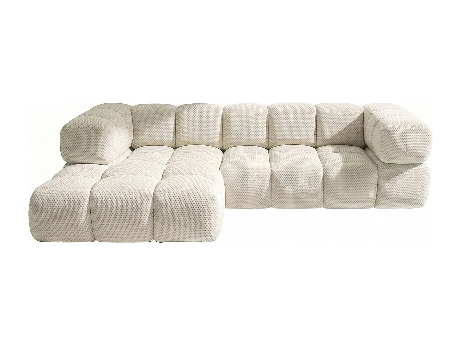 Hoekbank L-vorm, gestructureerde premiumstof Sonic, Beige, Links, Averro