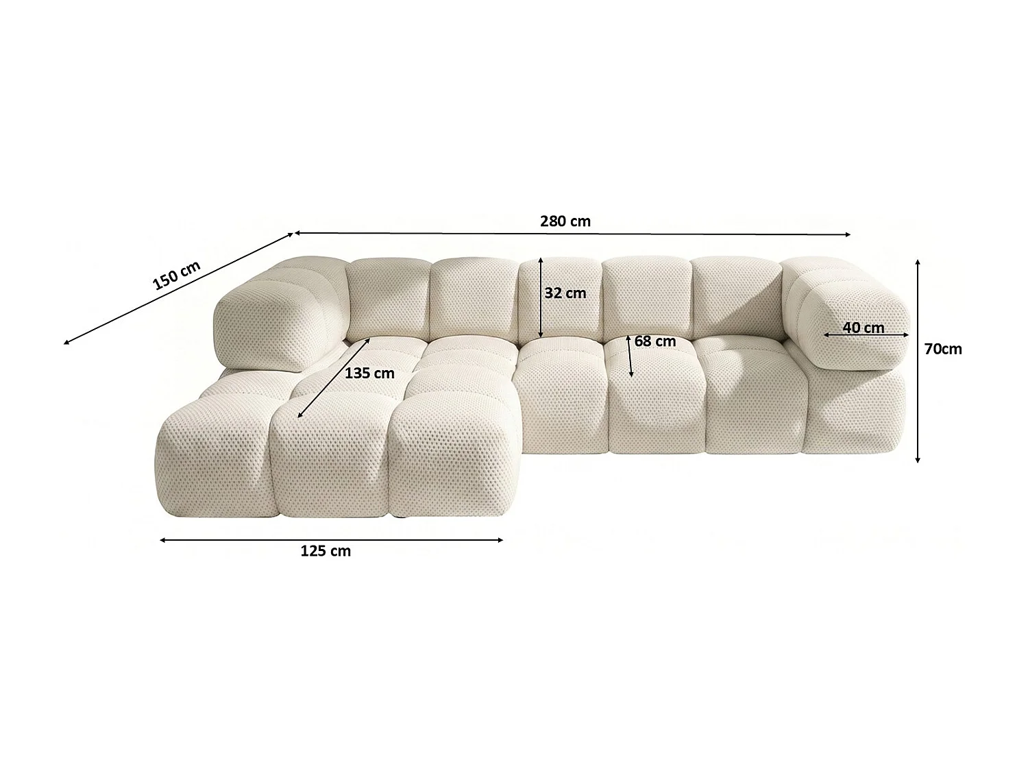Hoekbank L-vorm, gestructureerde premiumstof Sonic, Beige, Links, Averro