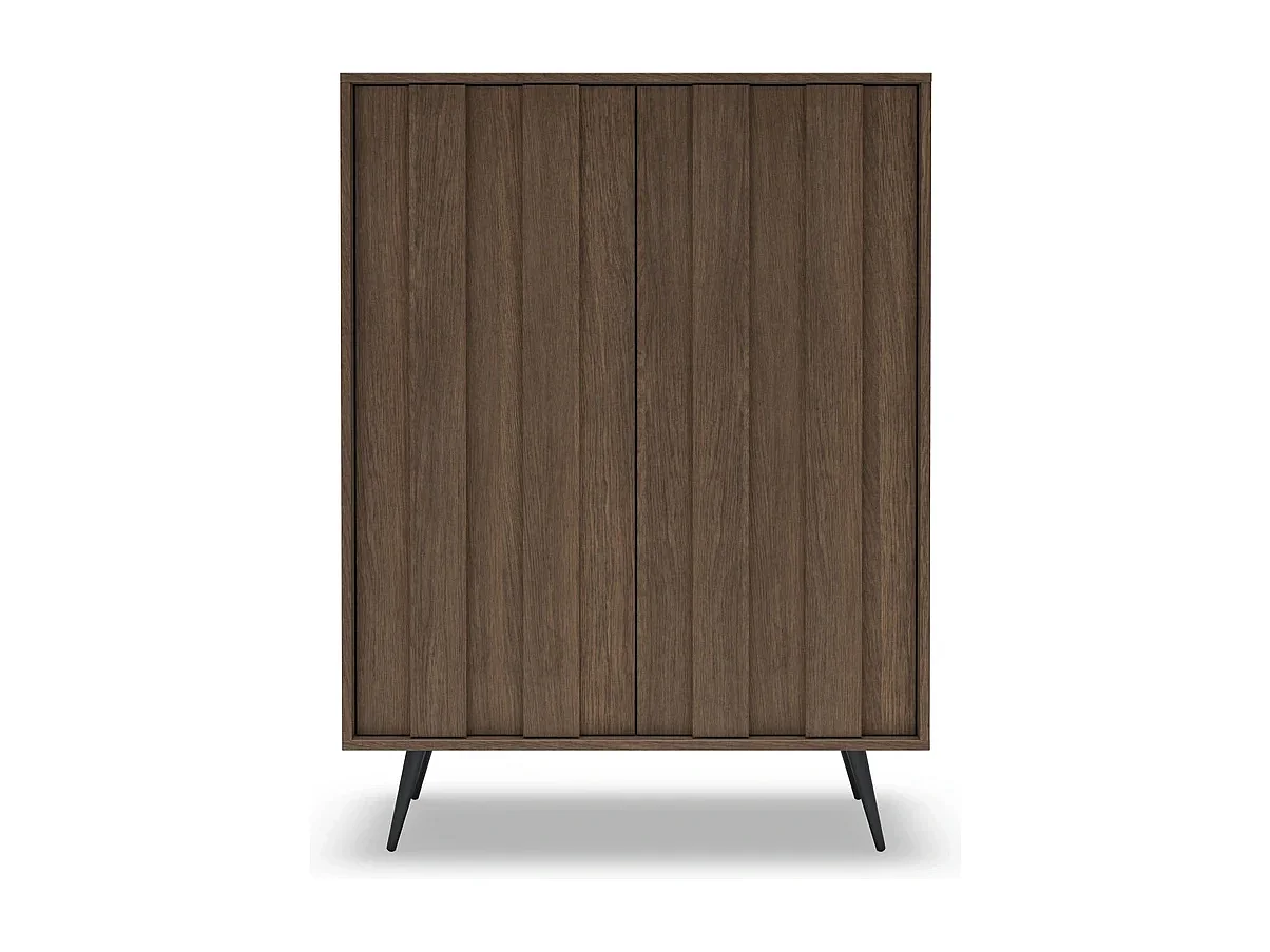 Highboard Kommode LUPO 93 cm mit 2 Türen, LED und Metallfüßen - Eiche Dunin