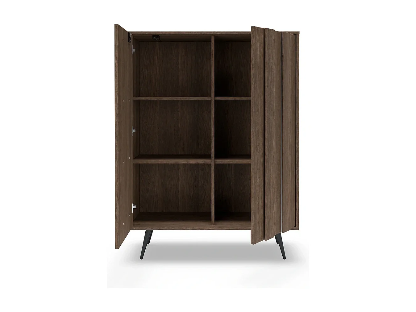 Highboard Kommode LUPO 93 cm mit 2 Türen, LED und Metallfüßen - Eiche Dunin