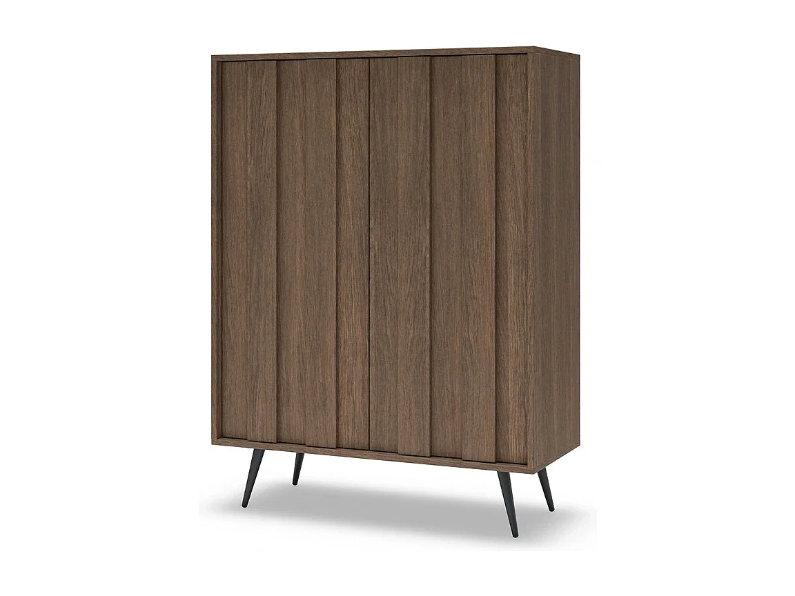 Highboard Kommode LUPO 93 cm mit 2 Türen, LED und Metallfüßen - Eiche Dunin