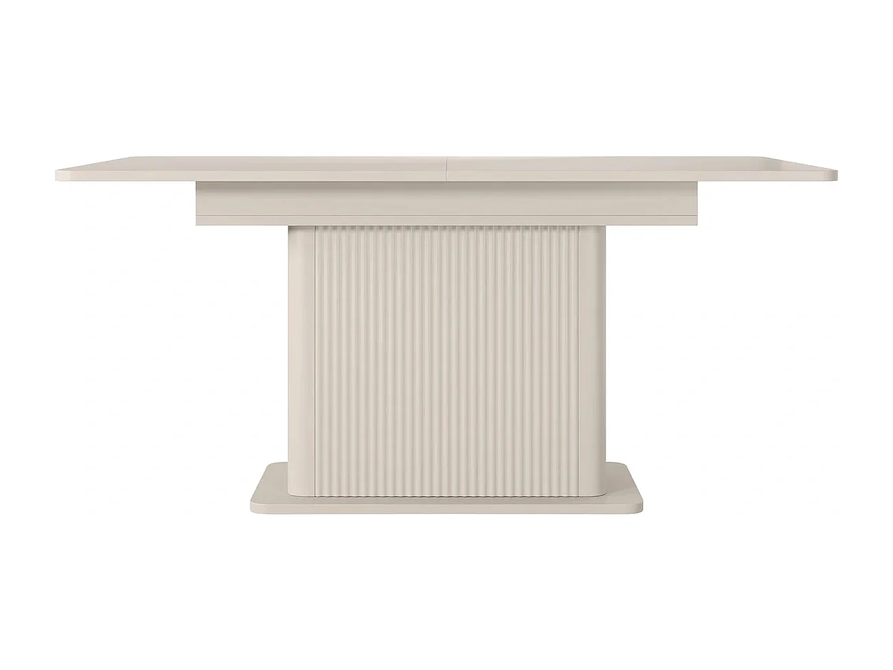 Table de Salle à Manger Extensible Flore avec Pied Central Cannelé - Beige - 160-200 cm