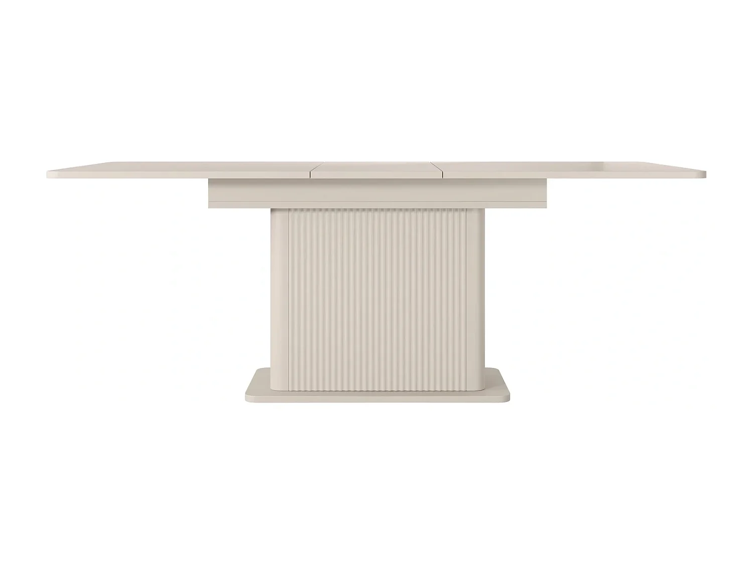 Table de Salle à Manger Extensible Flore avec Pied Central Cannelé - Beige - 160-200 cm