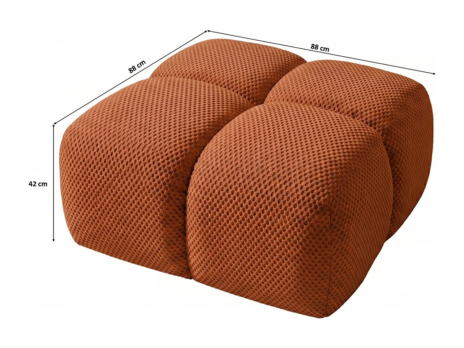 Hocker, poef, gestructureerde premiumstof Sonic, Koper, Averro