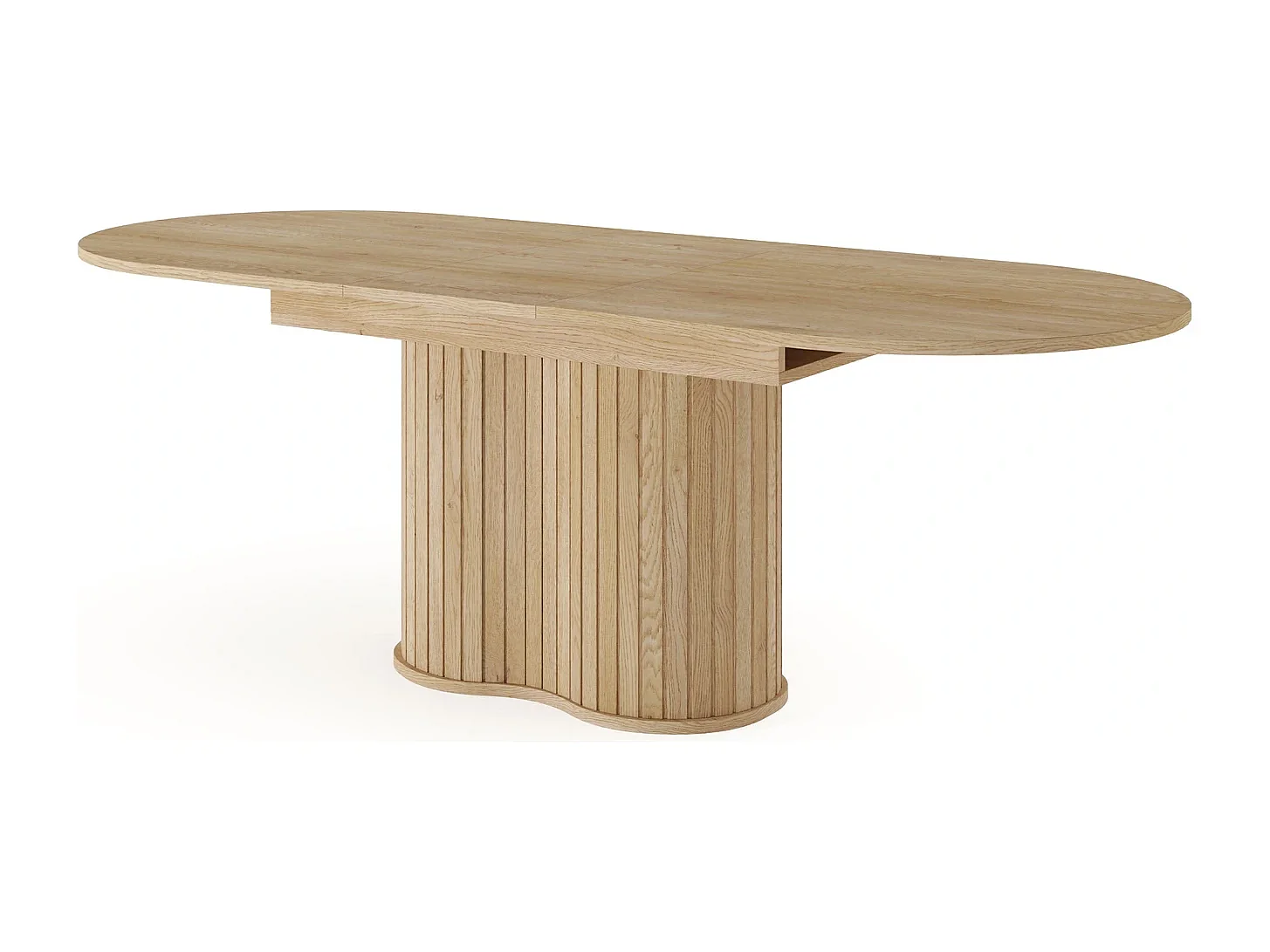 Table à Manger Extensible LOVI 180-220 cm - Effet Chêne Cremona, Forme Ovale et Pied Nervuré