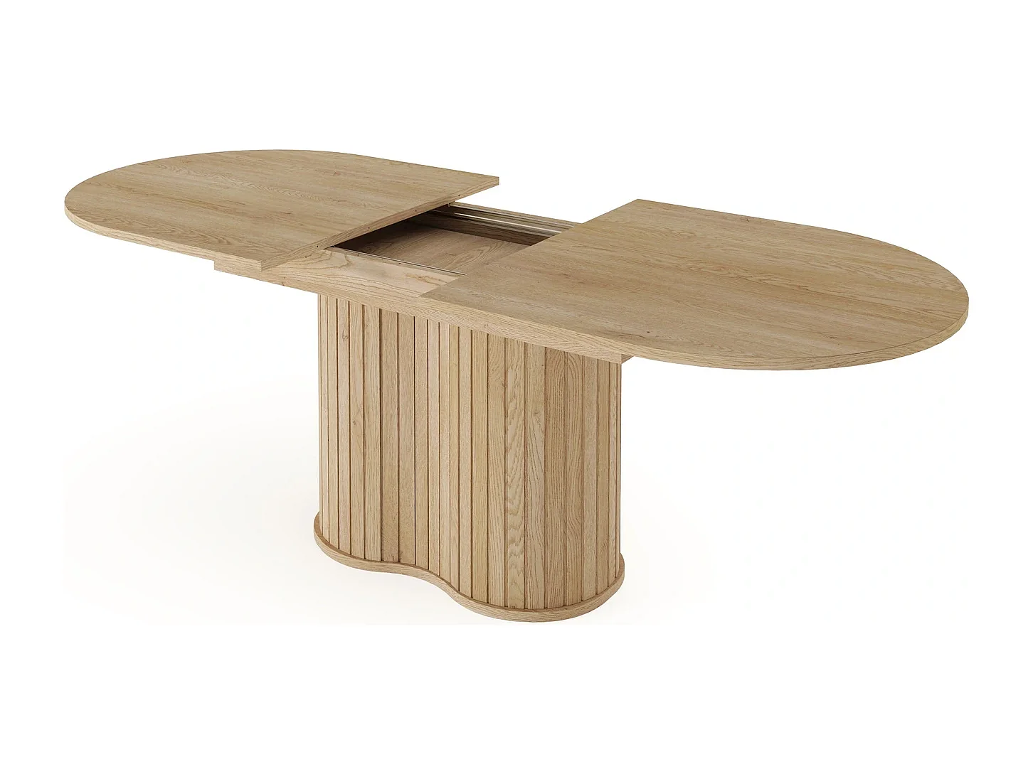 Table à Manger Extensible LOVI 180-220 cm - Effet Chêne Cremona, Forme Ovale et Pied Nervuré