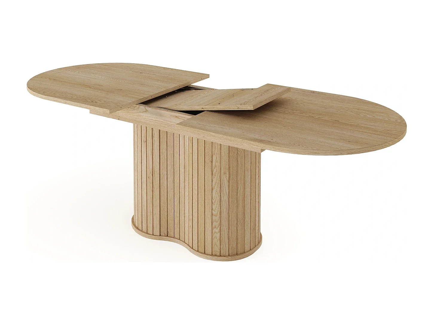 Table à Manger Extensible LOVI 180-220 cm - Effet Chêne Cremona, Forme Ovale et Pied Nervuré