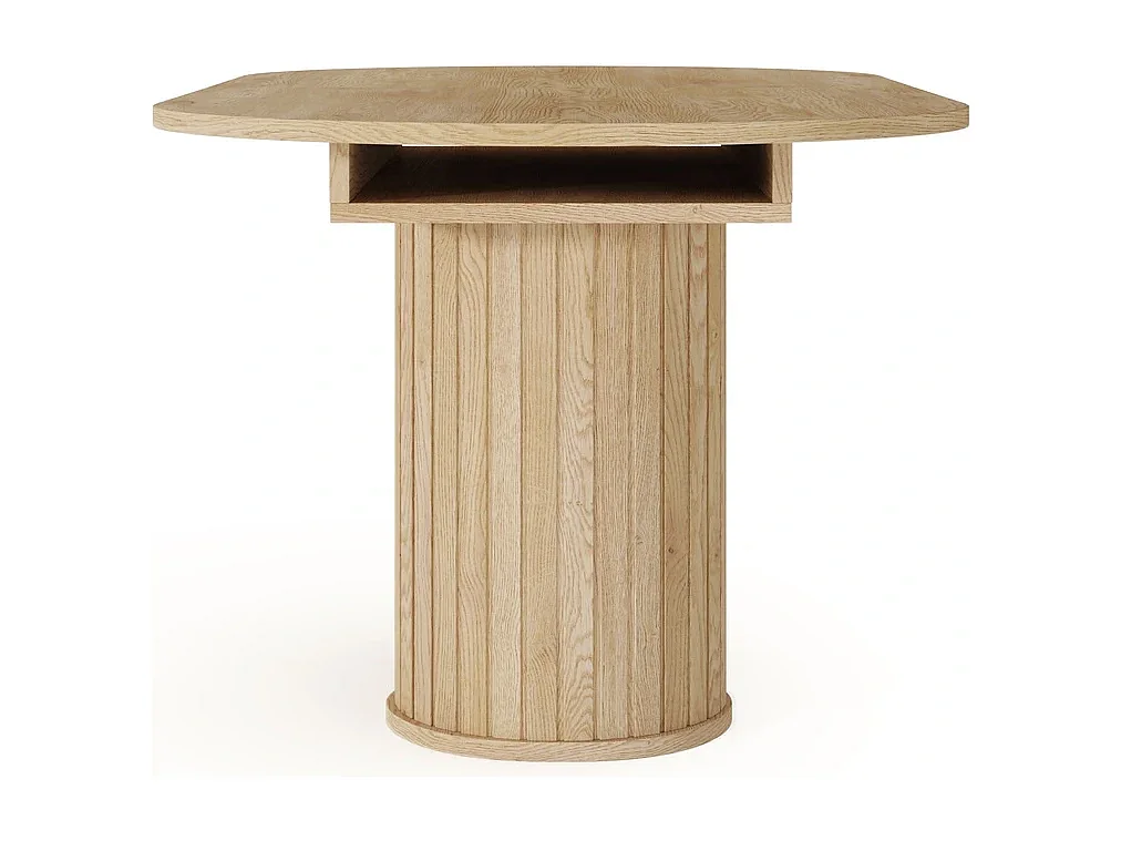 Table à Manger Extensible LOVI 180-220 cm - Effet Chêne Cremona, Forme Ovale et Pied Nervuré