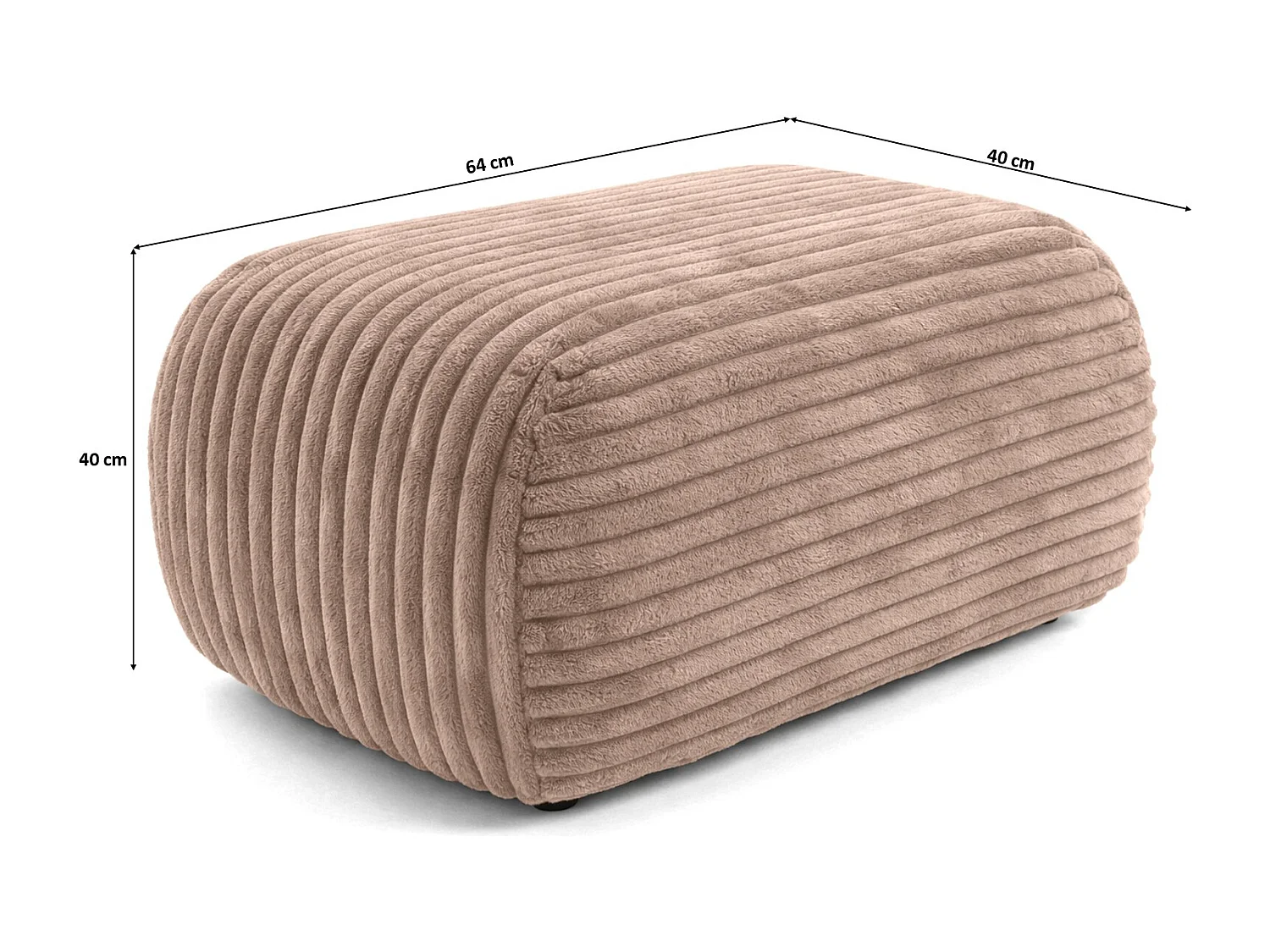 Hocker Sitzpouf für Wohnzimmer, Cordstoff Tilia, Braun, BIS