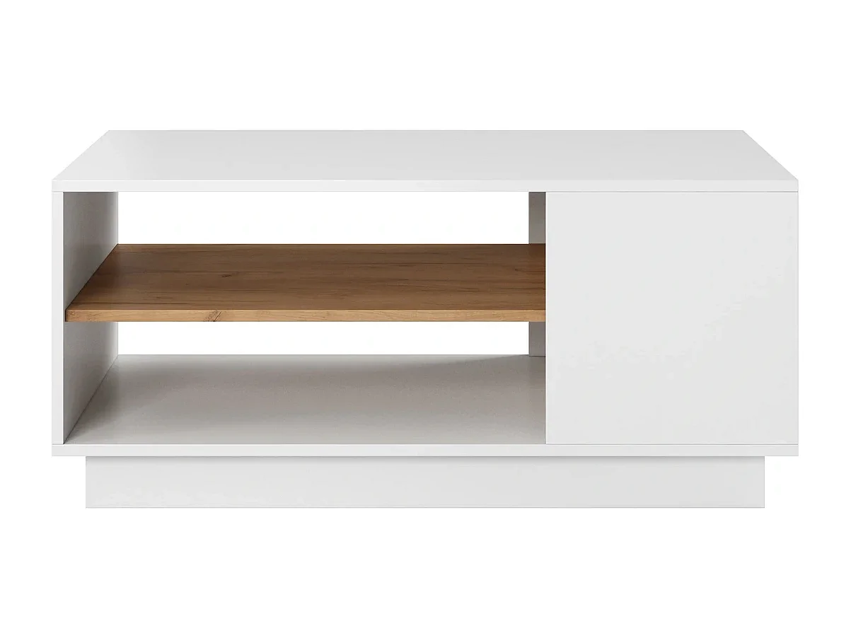 Couchtisch Viano G 100 cm mit 2 offenen Fächern - Weiß / Eiche Craft Gold