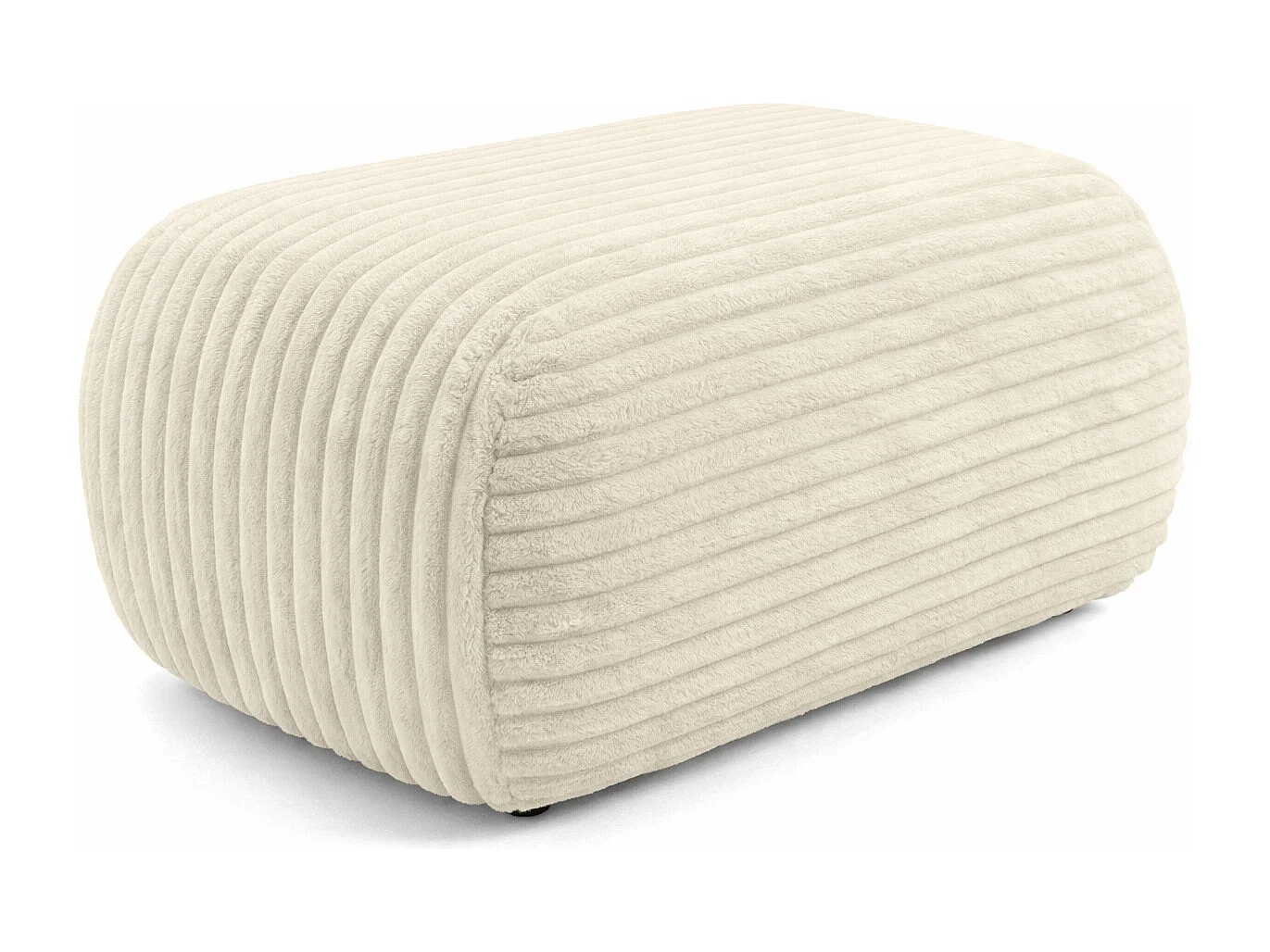 Hocker Sitzpouf für Wohnzimmer, Cordstoff Tilia, Ecru, BIS