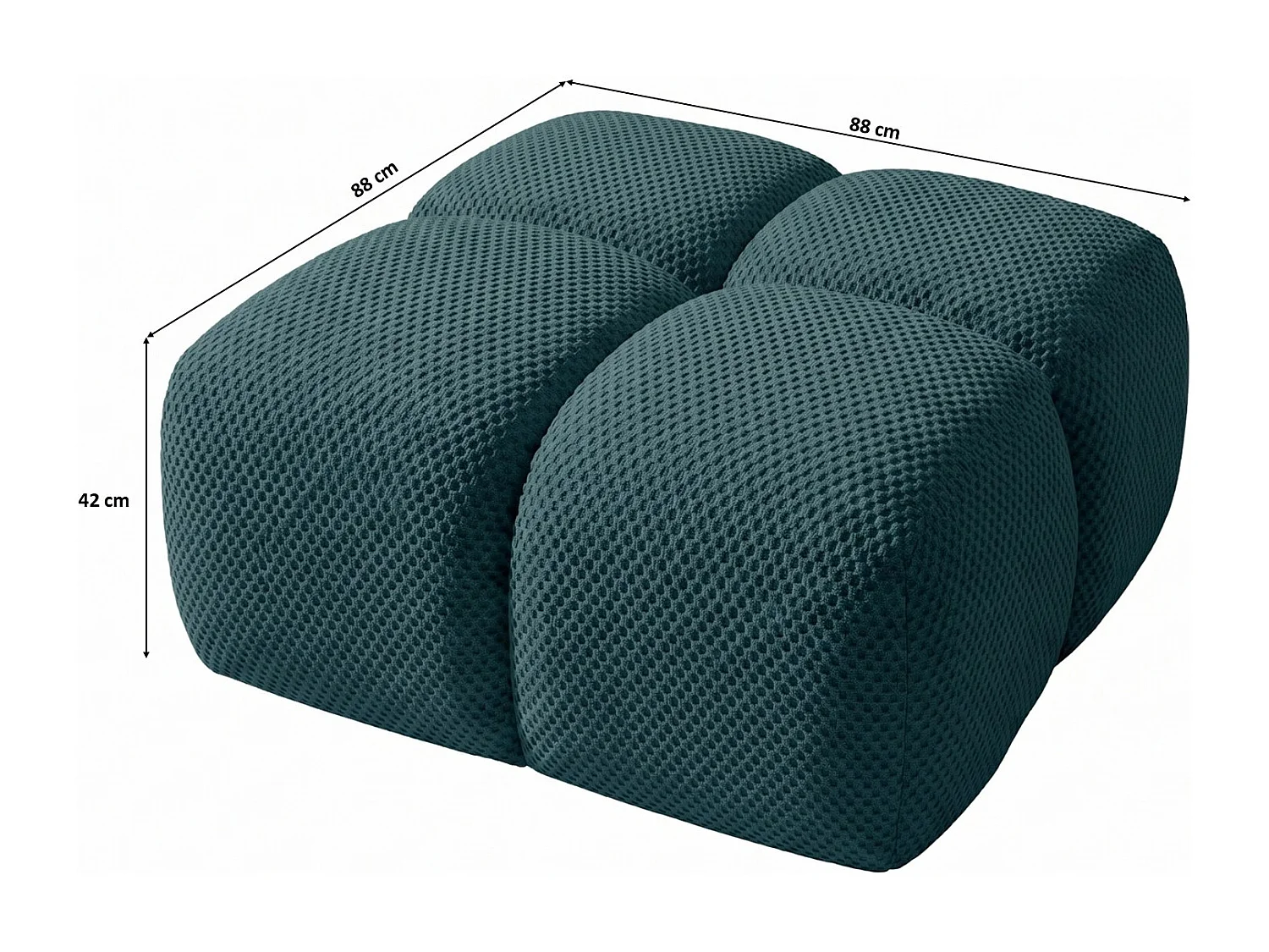 Hocker, poef, gestructureerde premiumstof Sonic, Azuurblauw, Averro