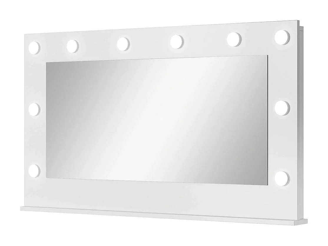 Miroir Mural MIA 120 cm avec 10 Ampoules LED et Interrupteur - Blanc Mat