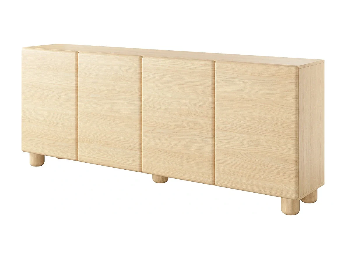 Sideboard Kommode CERVI 200 cm mit 4 Türen und abgerundeten Fronten - Eiche Vicenza