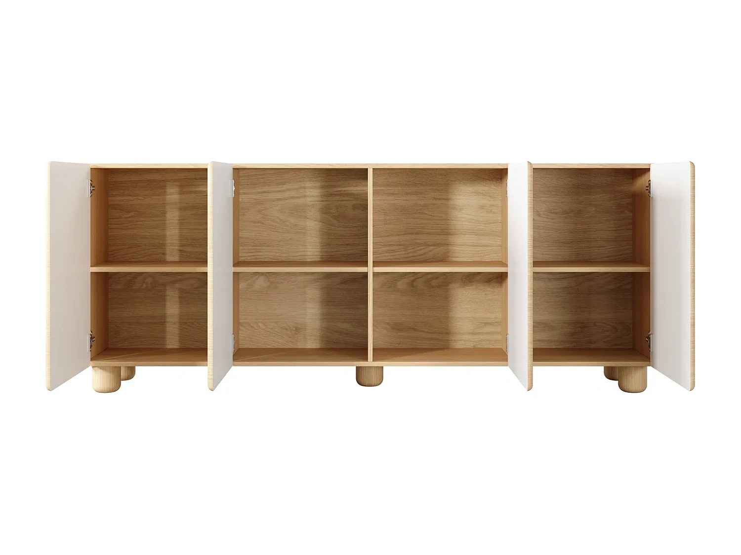 Sideboard Kommode CERVI 200 cm mit 4 Türen und abgerundeten Fronten - Eiche Vicenza