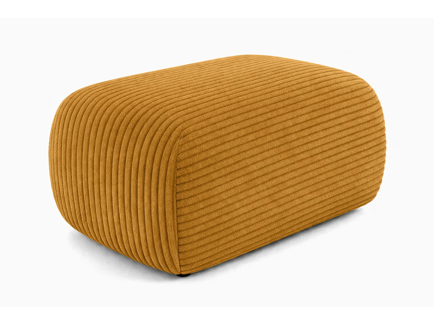 Pouf d’assise pour le salon, tissu en velours côtelé Poso, Couleur moutarde, BIS
