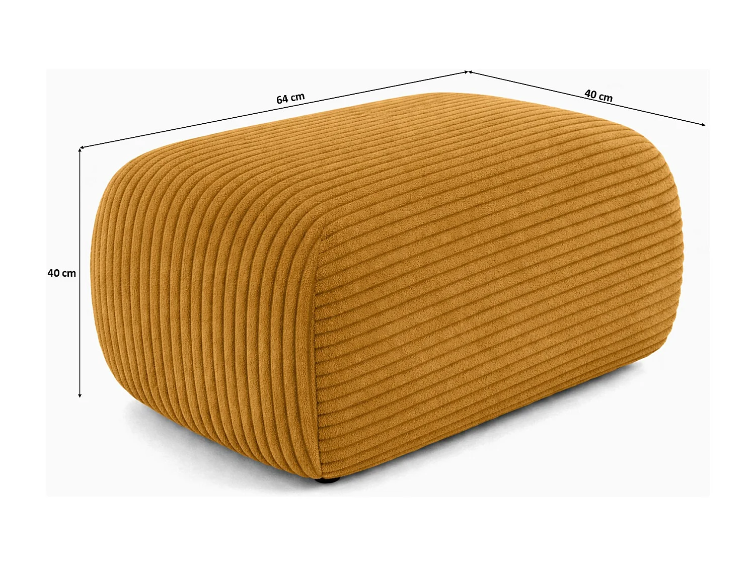 Pouf d’assise pour le salon, tissu en velours côtelé Poso, Couleur moutarde, BIS