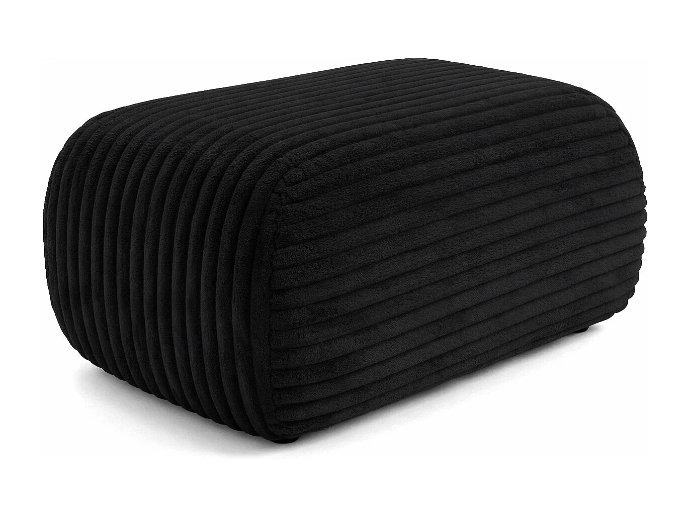Hocker Sitzpouf für Wohnzimmer, Cordstoff Tilia, Schwarz, BIS