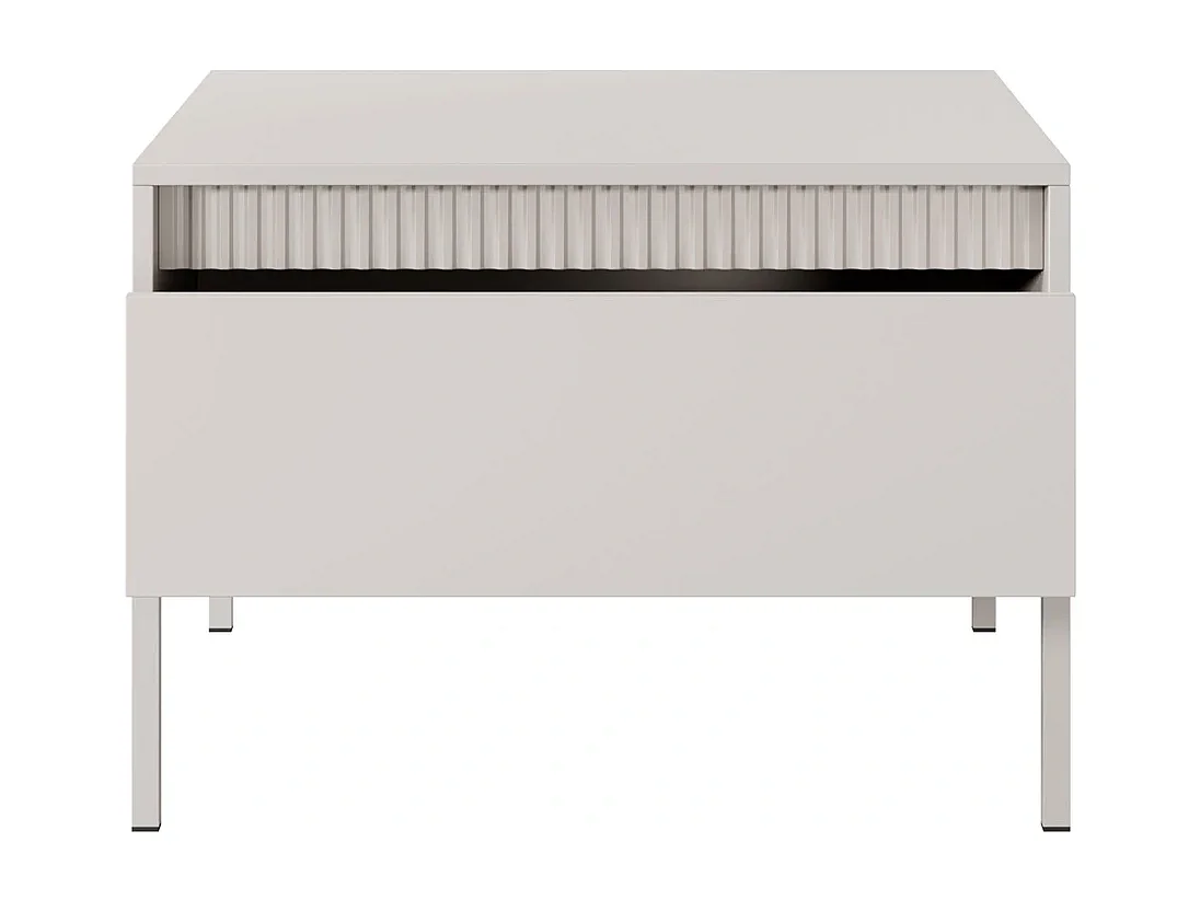 Couchtisch Ferrato F 68 cm mit einer Schublade, geriffelten Details i Metallbeinen - Beige