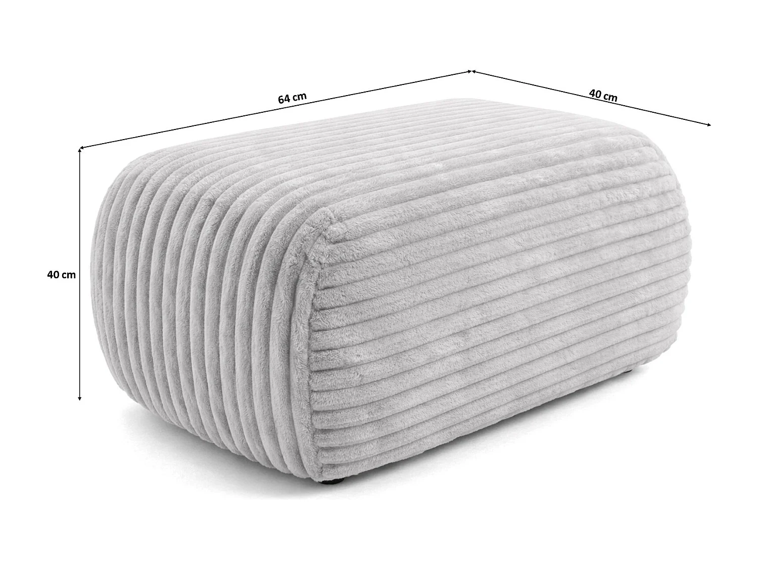 Hocker Sitzpouf für Wohnzimmer, Cordstoff Tilia, Grau, BIS