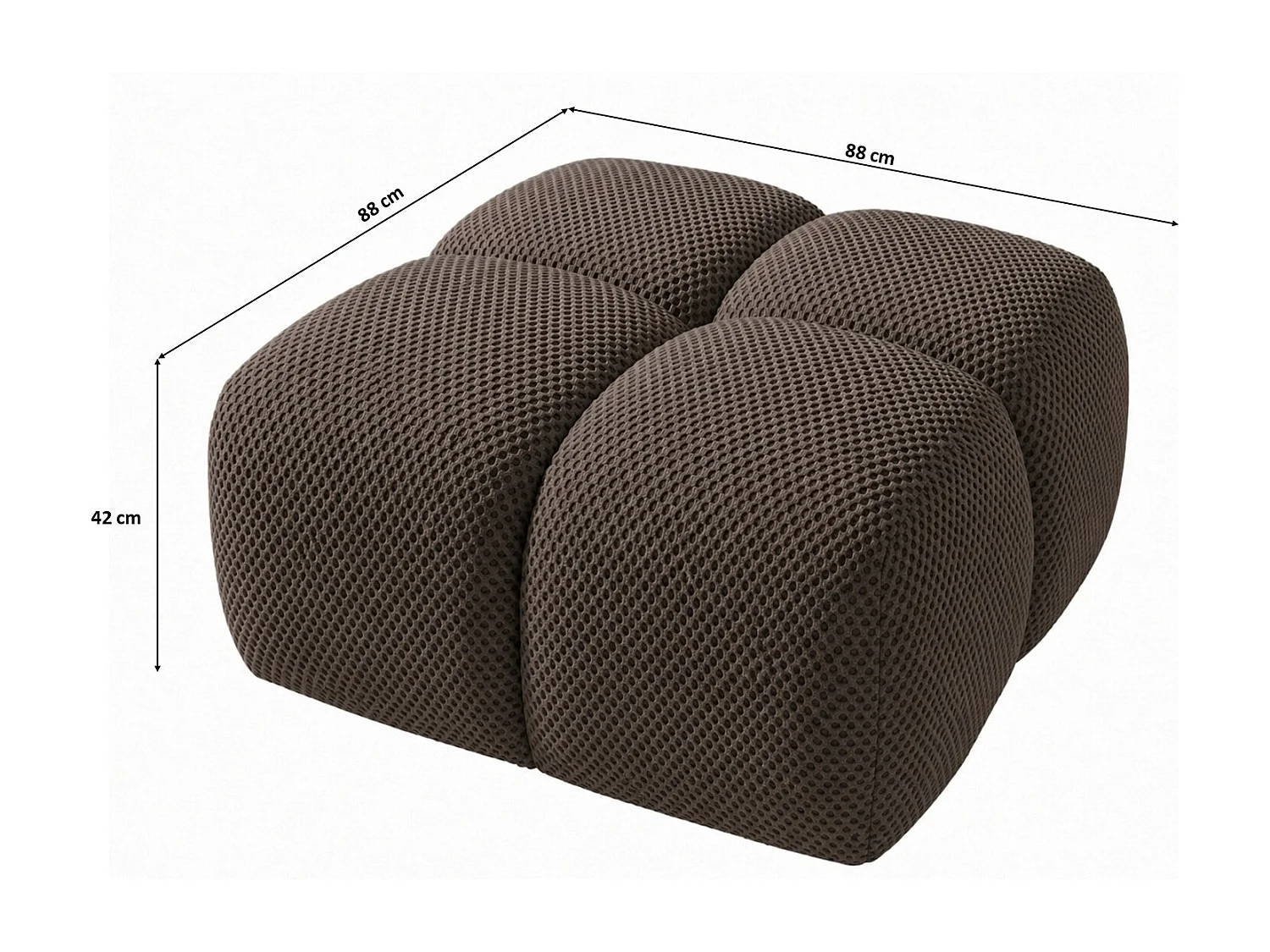 Hocker, poef, gestructureerde premiumstof Sonic, Bruin, Averro
