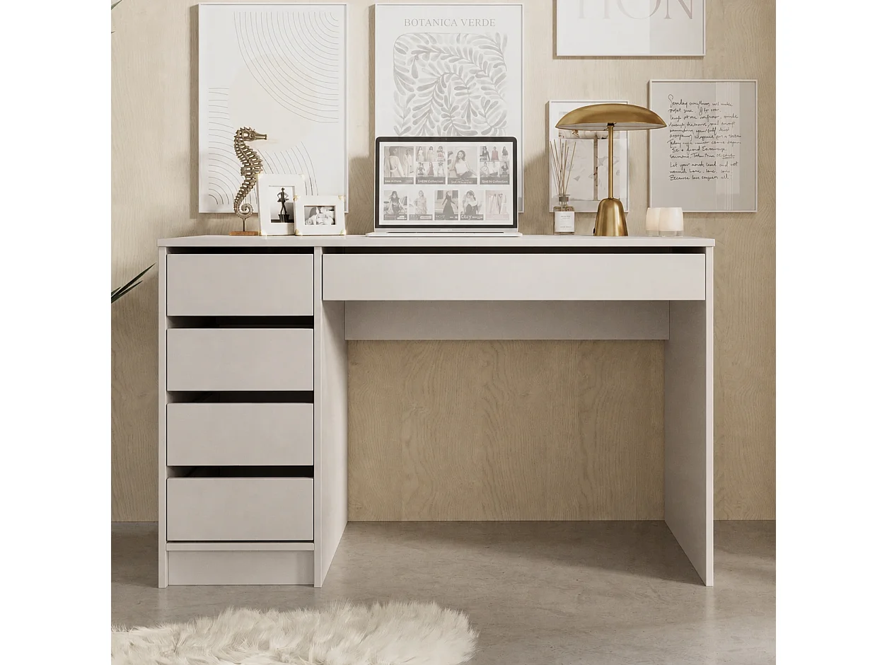 Bureau MIA 120 cm met 5 Laden, Universeel te Monteren - Kasjmier
