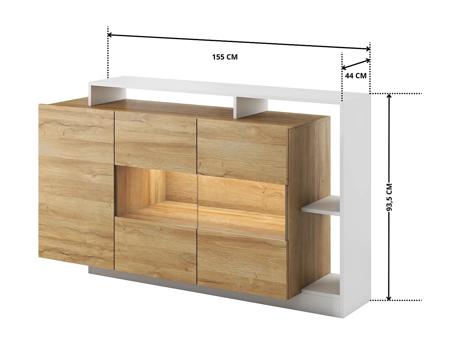 Dressoir Panzo met Open Nis - Eiken Grandson en Wit