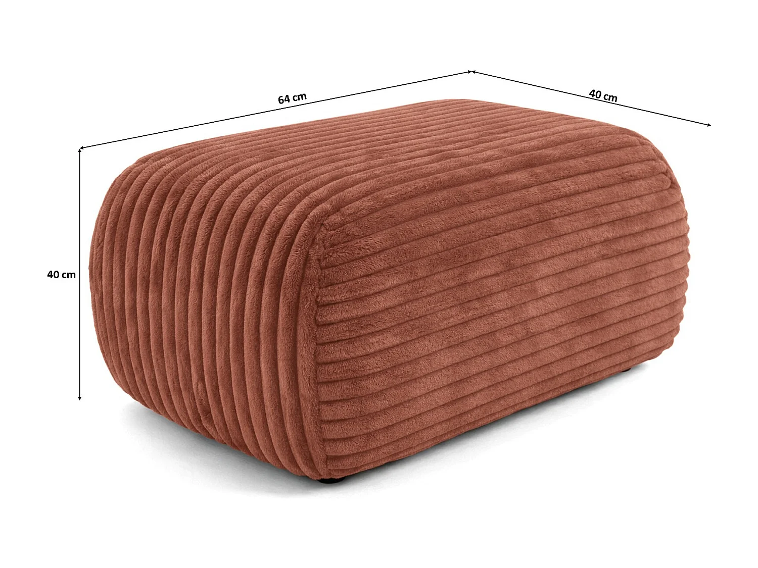 Hocker Sitzpouf für Wohnzimmer, Cordstoff Tilia, Kupfer, BIS