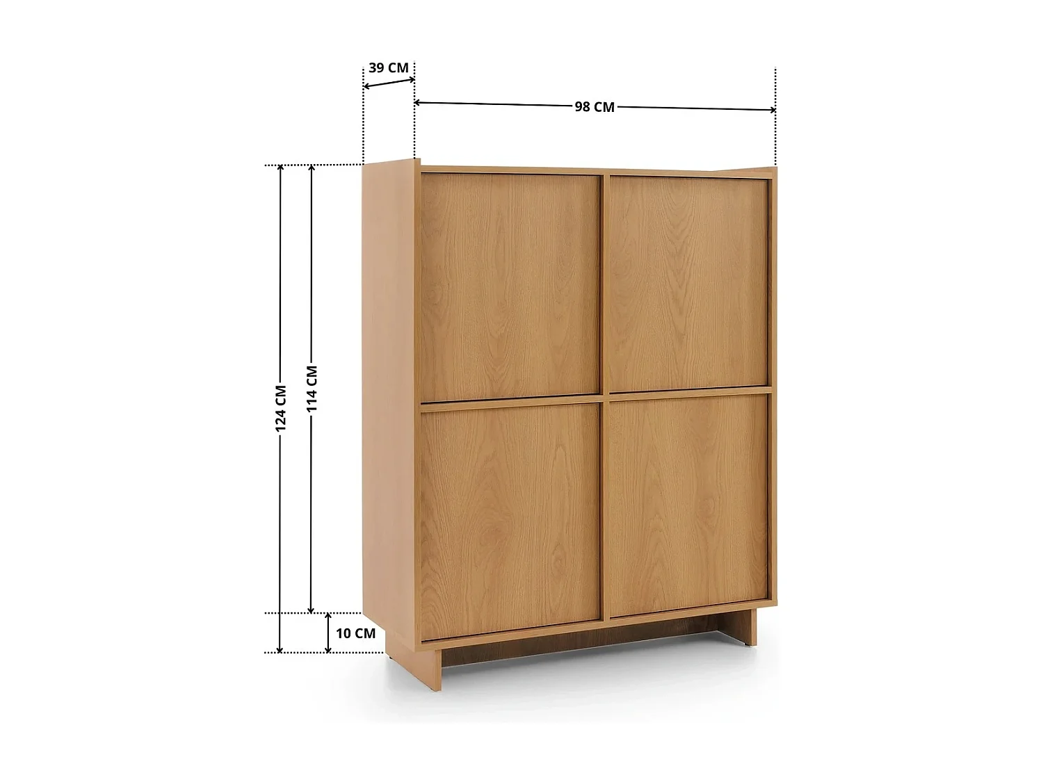 Hochkommode / Highboard SUNA 98 cm - Karamell Eiche und Push-to-Open-System
