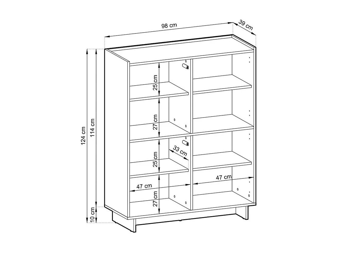 Hochkommode / Highboard SUNA 98 cm - Karamell Eiche und Push-to-Open-System