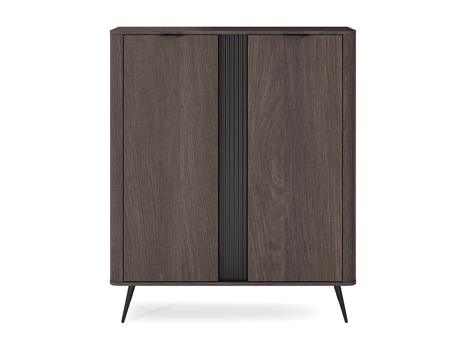 Highboard Terzo 2D mit Türen und Rillendekor - Eiche Dunin und Schwarz