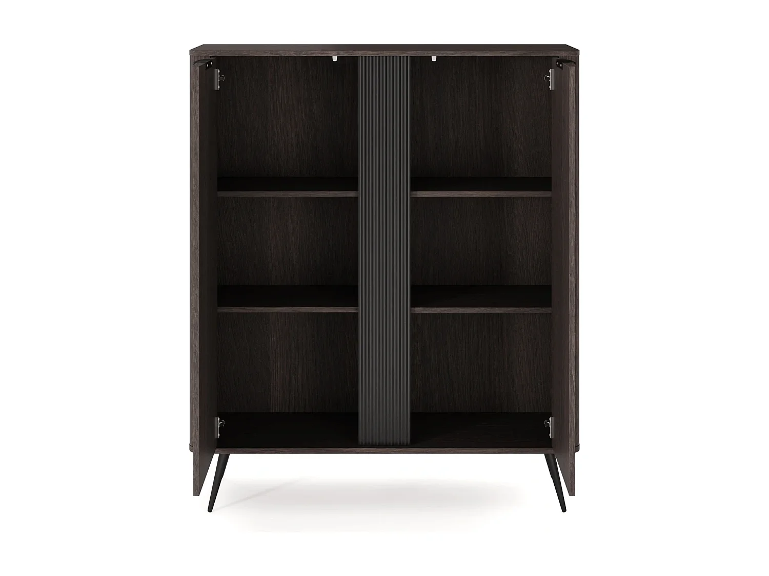 Highboard Terzo 2D mit Türen und Rillendekor - Eiche Dunin und Schwarz