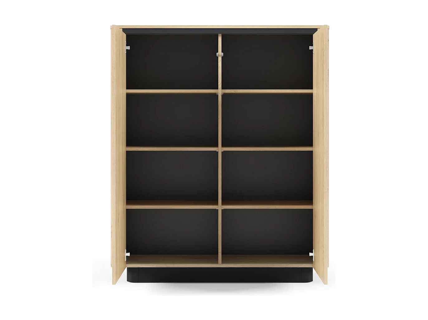 Highboard TORRO 113 cm - Cremona Eiken en Zwart, 2 Deuren, Afgerond Design en Push-to-Open