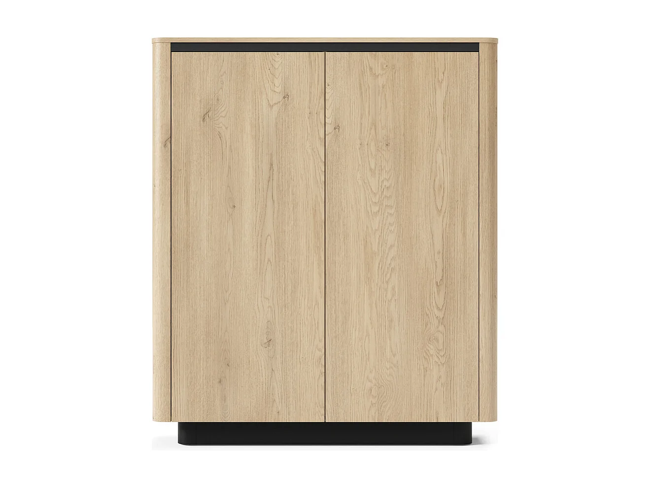 Highboard TORRO 113 cm - Cremona Eiken en Zwart, 2 Deuren, Afgerond Design en Push-to-Open