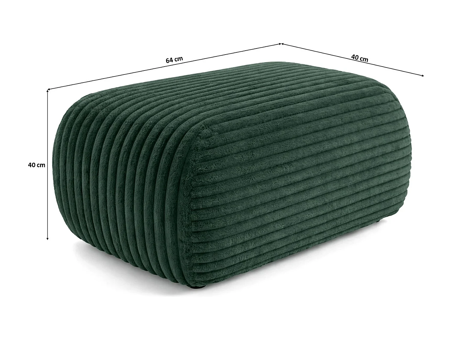 Hocker Sitzpouf für Wohnzimmer, Cordstoff Tilia, Grün, BIS