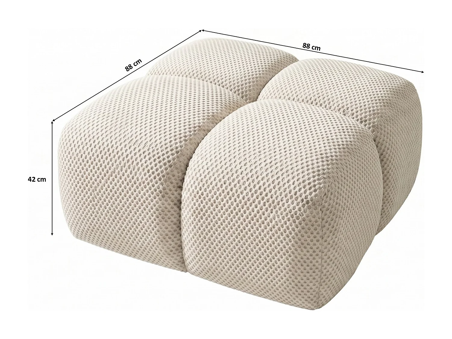 Hocker, poef, gestructureerde premiumstof Sonic, Beige, Averro