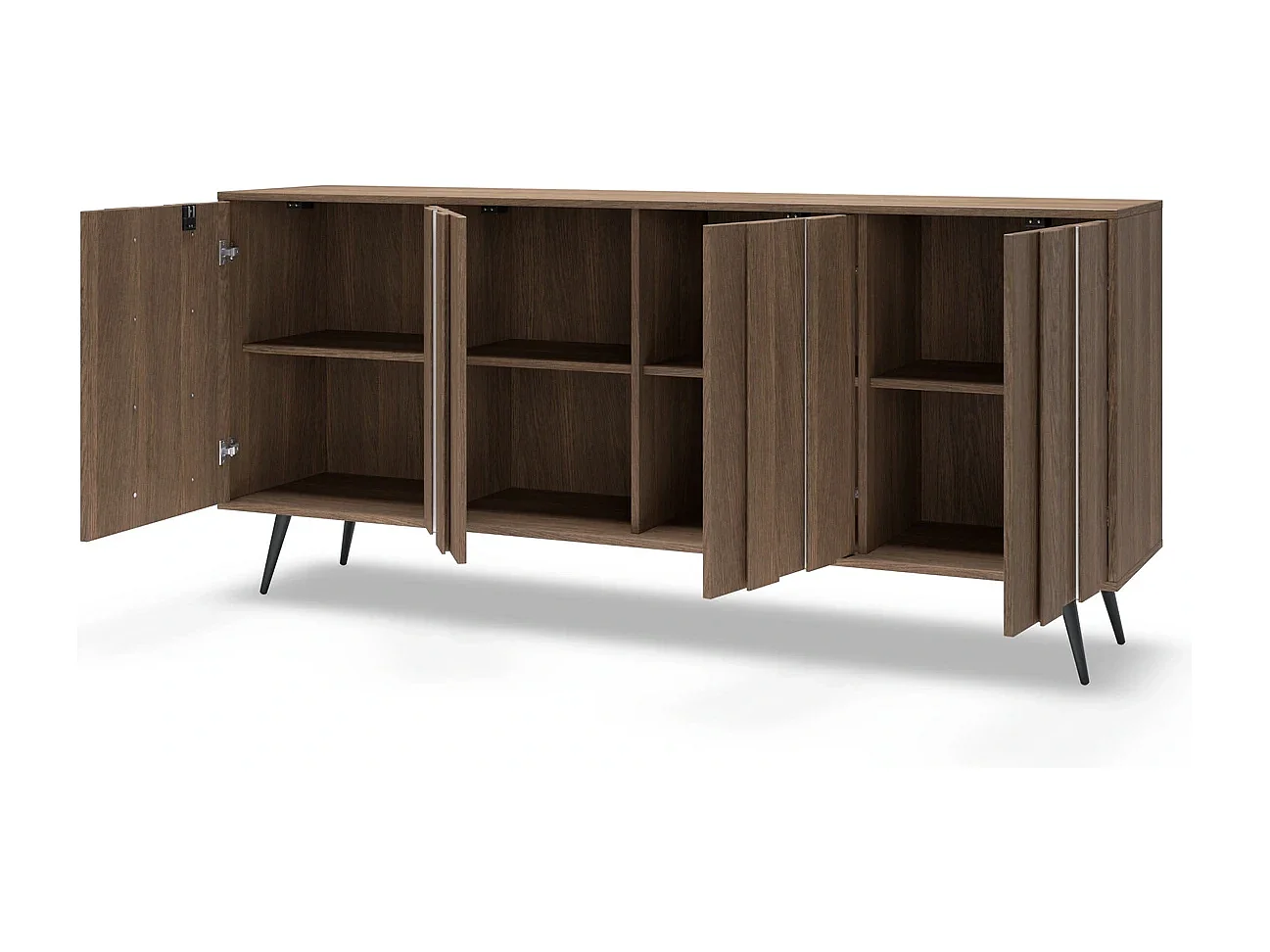 Dressoir LUPO C 183 cm met 4 Deuren, LED en Metalen Poten - Eiken Dunin