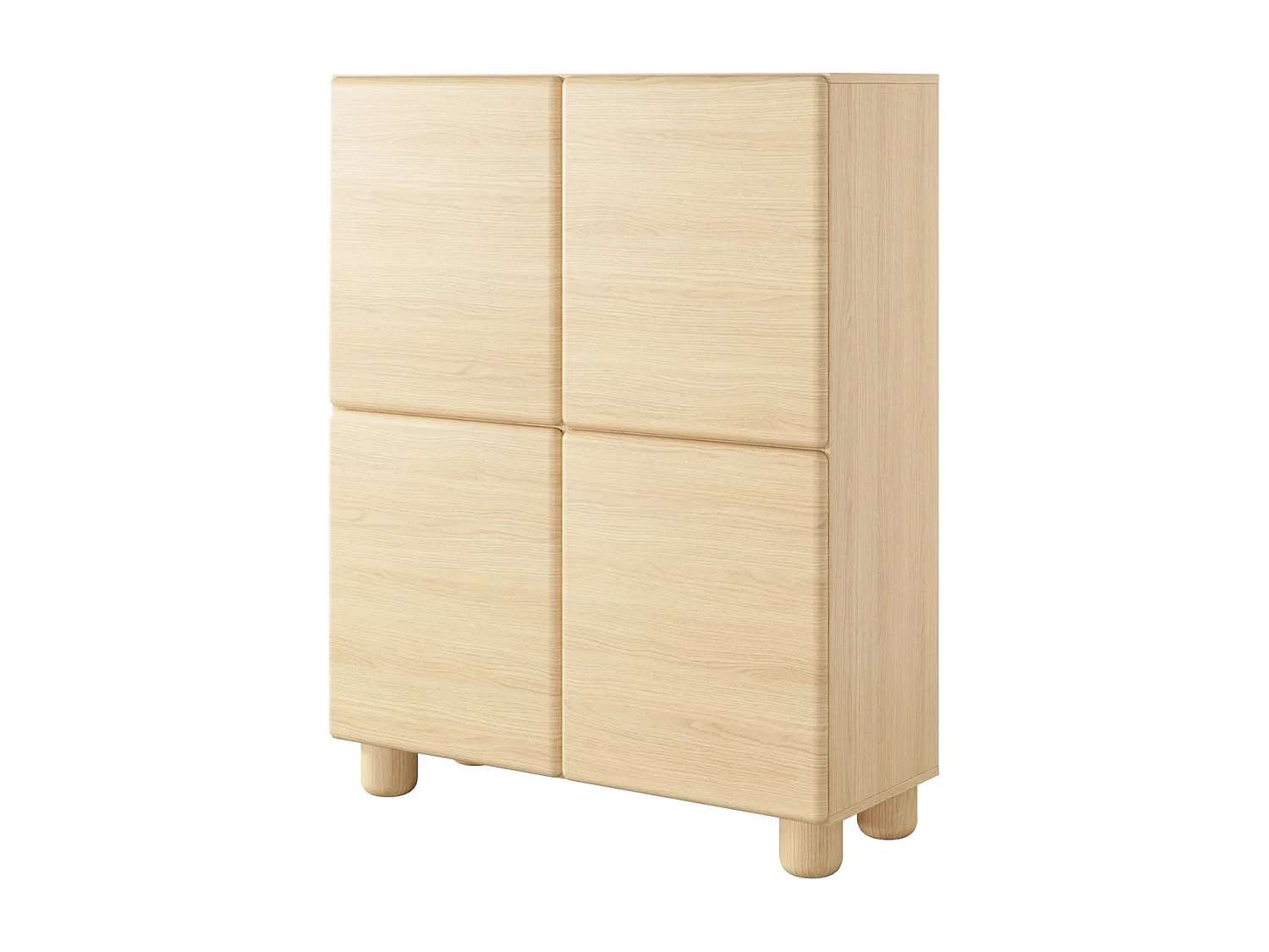 Highboard Kommode CERVI 100 cm mit 4 Türen und abgerundeten Fronten - Eiche Vicenza