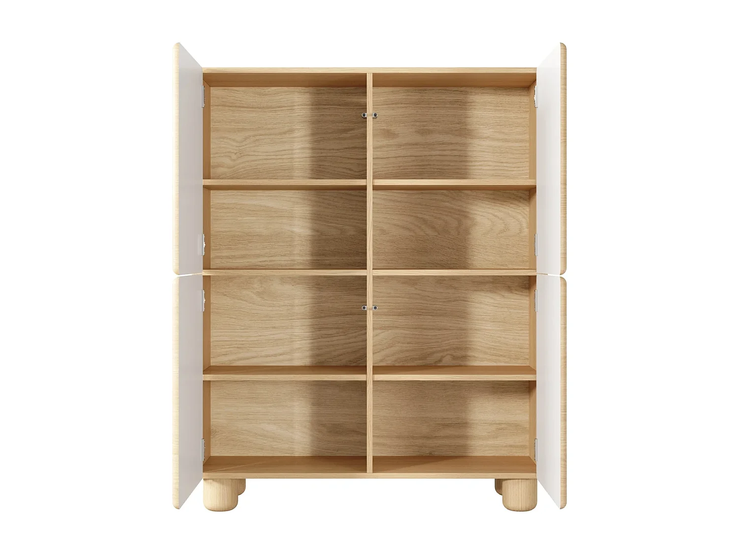 Highboard Kommode CERVI 100 cm mit 4 Türen und abgerundeten Fronten - Eiche Vicenza