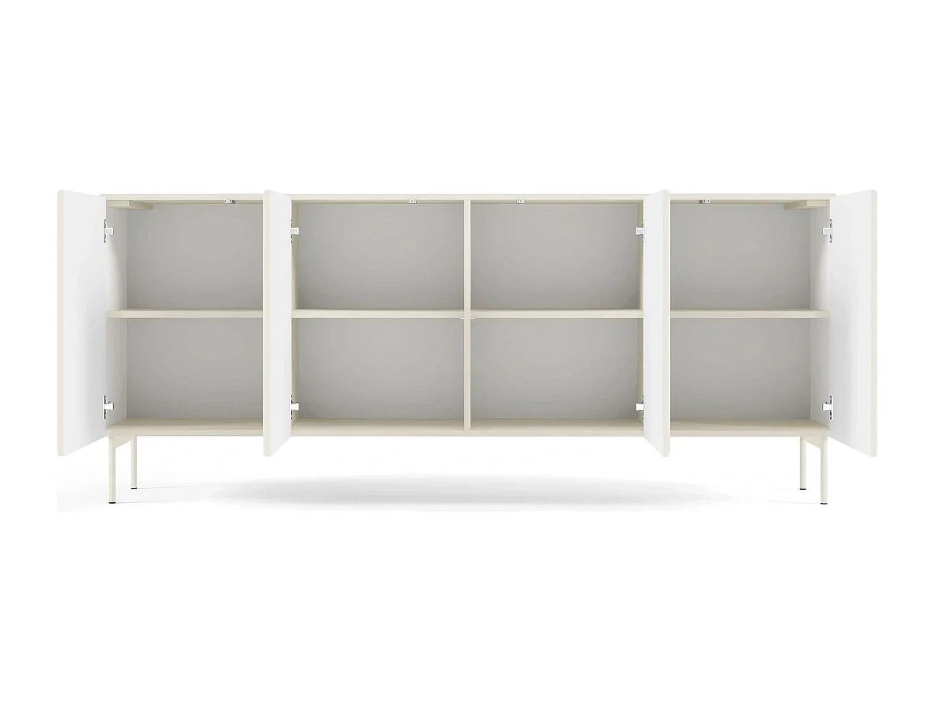 Dressoir breed MUTI 195 cm - Kasjmier Kleur, Geribbelde Fronten en Push-to-Open