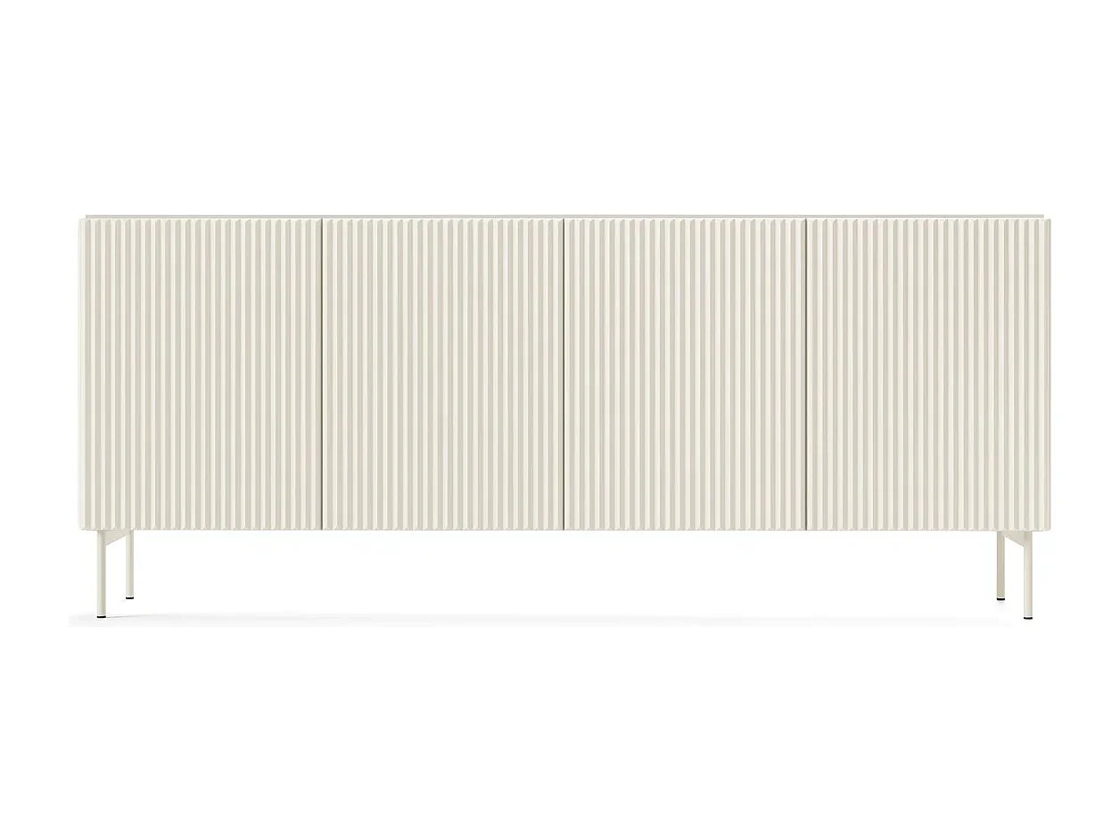 Dressoir breed MUTI 195 cm - Kasjmier Kleur, Geribbelde Fronten en Push-to-Open