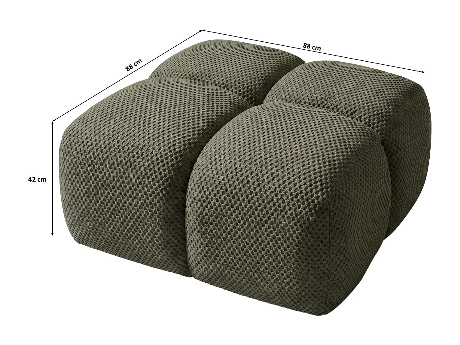 Hocker, poef, gestructureerde premiumstof Sonic, Groen, Averro