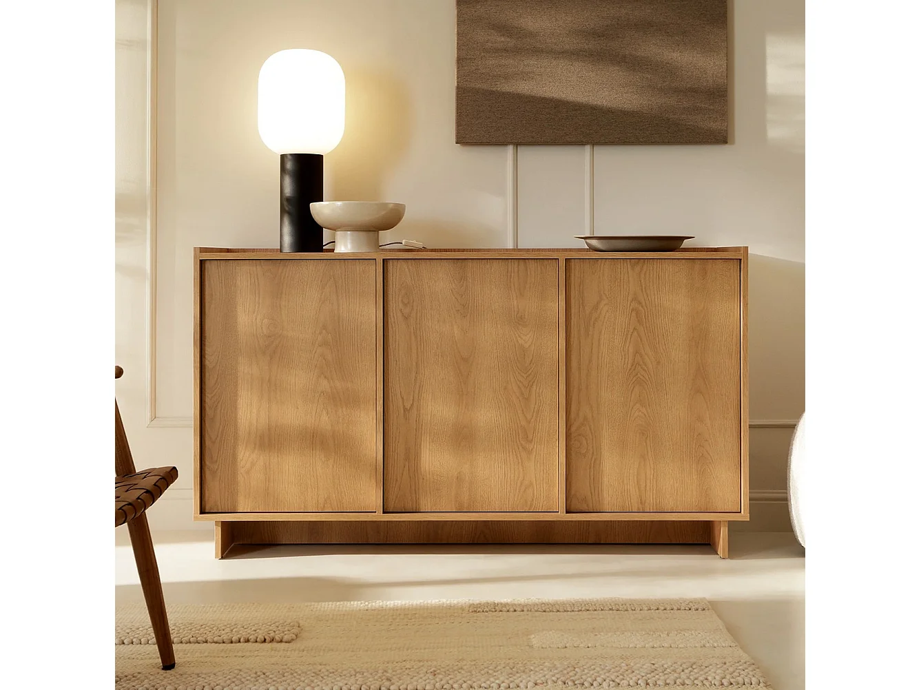Sideboard / Kommode SUNA 147 cm - Karamell Eiche und Push-to-Open-System