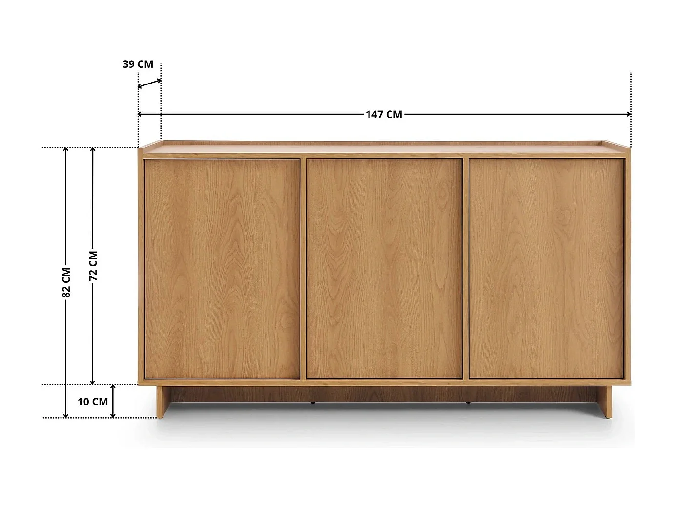 Sideboard / Kommode SUNA 147 cm - Karamell Eiche und Push-to-Open-System