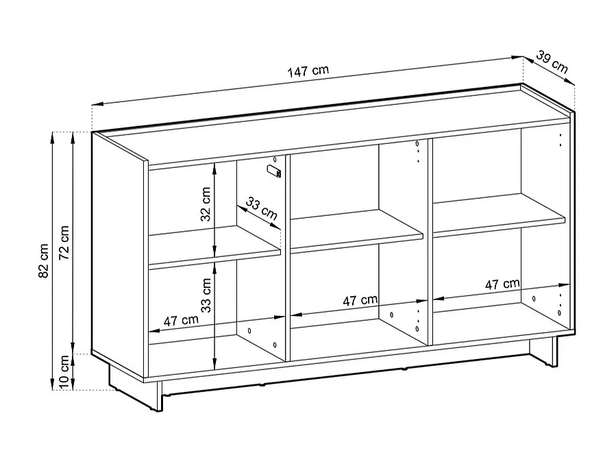 Sideboard / Kommode SUNA 147 cm - Karamell Eiche und Push-to-Open-System
